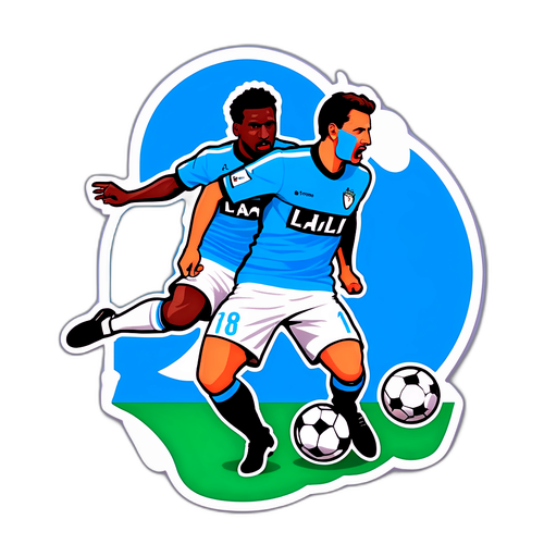 Nálepka s dramatickým momentem fotbalového zápasu Lazio proti AC Milán