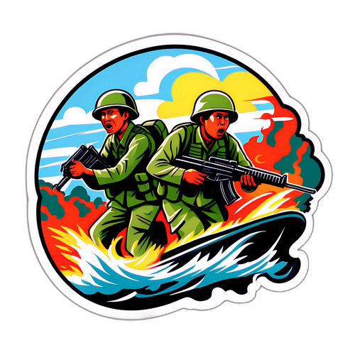 缅甸军事袭击逃往泰国的抽象风格贴纸