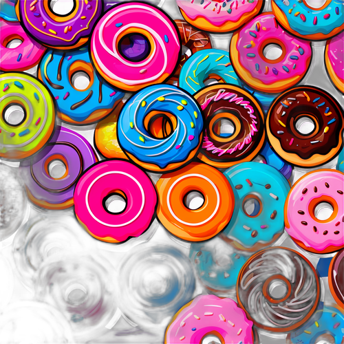 Suloiset värikkäät donitsit spiral- ja swirl-muotoiluilla