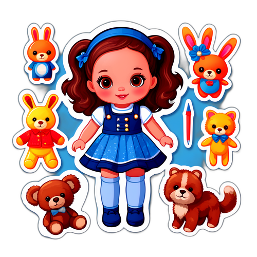 Sticker Set met Dorothée en Haar Favoriete Speelgoed