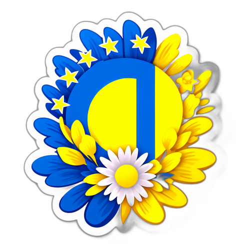 Ukrán zászló virágokkal díszítve