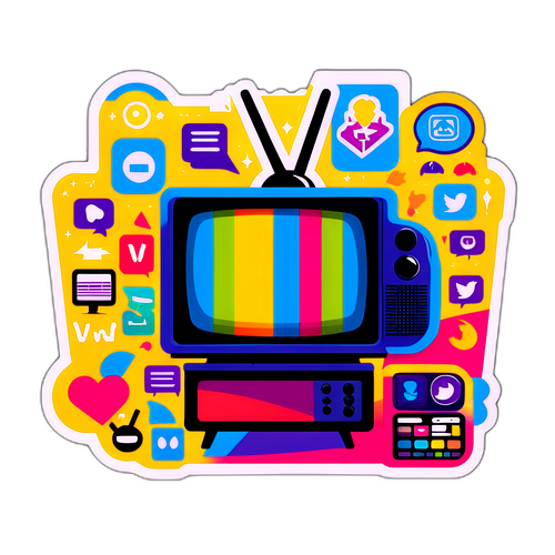 Barevný design televizního programu s ikonami populárních pořadů