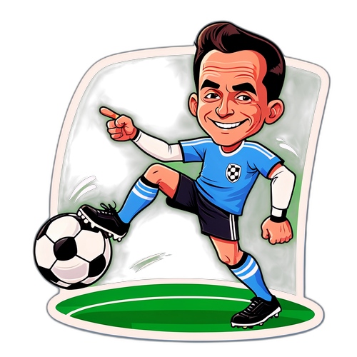 Caricatura di Ciccio Graziani che calcia un pallone