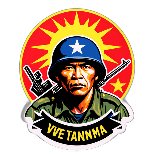 Sticker puternic reprezentând Războiul din Vietnam