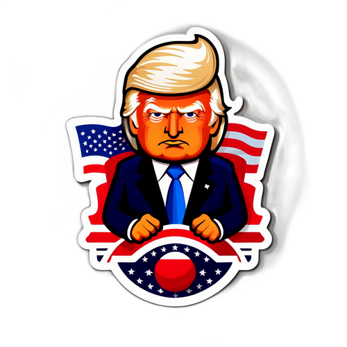 Stiker Bold Donald Trump dengan Elemen Americana