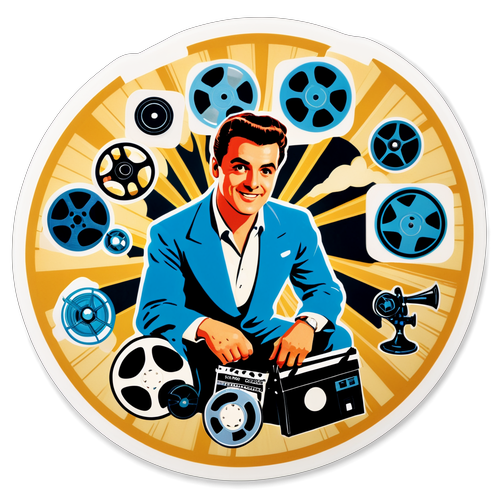 Adesivo Vintage di Massimo Lovati con Bobine di Film