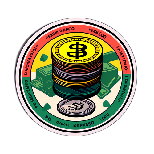 Sticker für 'Peso' mit Geldscheinen und Münzen