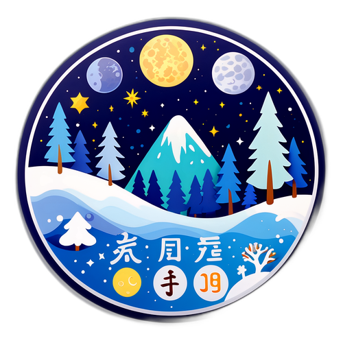 Sticker hiển thị lịch âm hôm nay với hình ảnh ngày âm và cảnh mùa đông