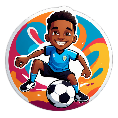 Sticker van Lamine Yamal op een voetbal
