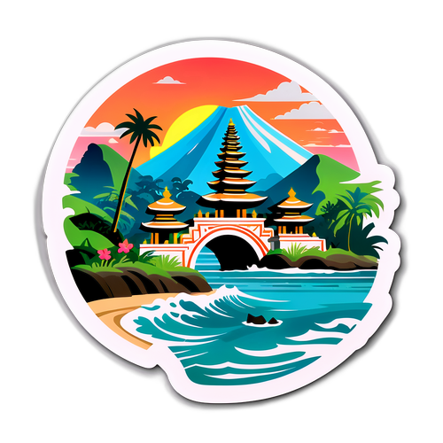 Roligt og farverigt klistermærke fra Bali