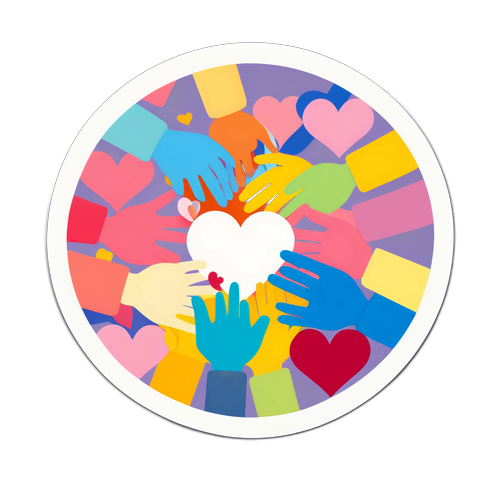 Stiker Bertema Kedekatan dengan Hati Berwarna-warni