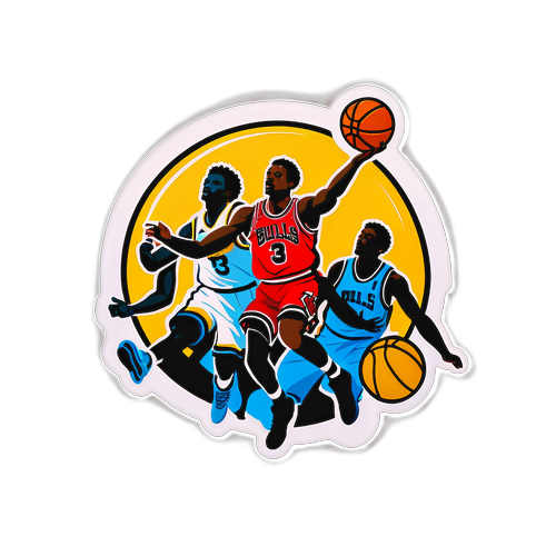 Autocollant de basketball avec des silhouettes de joueurs
