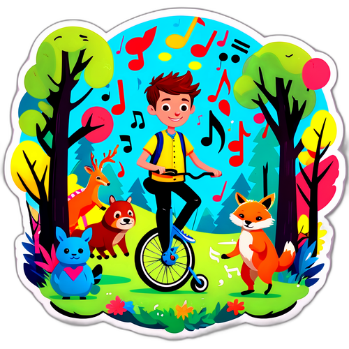 En eventyrlig tegneserie av Tylor Chase på enhjulssykkel