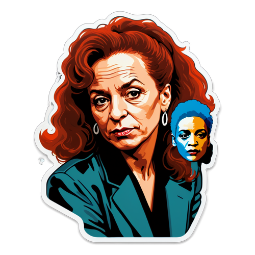 Sticker mit der Künstlerin Nan Goldin, umgeben von einer kreativen, künstlerischen Darstellung ihrer Werke