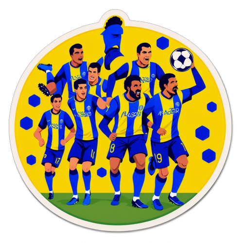 Ilustração colorida da equipe Al-Nassr em ação