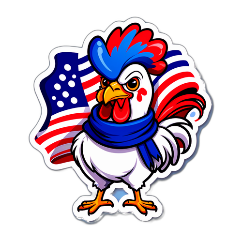 Bastille Dag Sticker met Cartoon Franse Haan