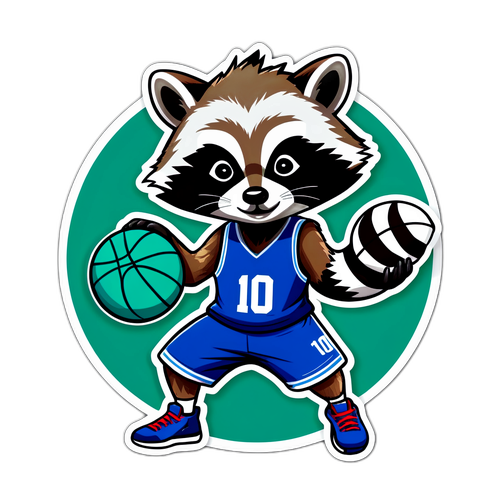 Rasong Raccoon na Nagtatakbong Basketball