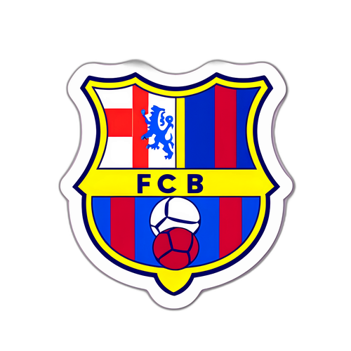 Иллюстрация с футбольным мячом и эмблемами 'Челси' и 'Барселоны'