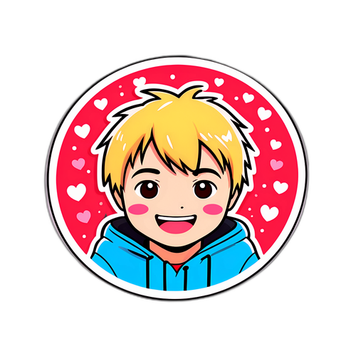 かわいいハートの笑顔のステッカー