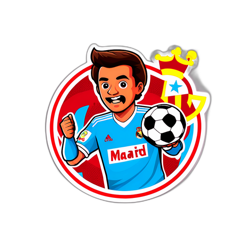 Наклейки з футбольними моментами 'Реал Мадрид – Сельта' в комічному стилі