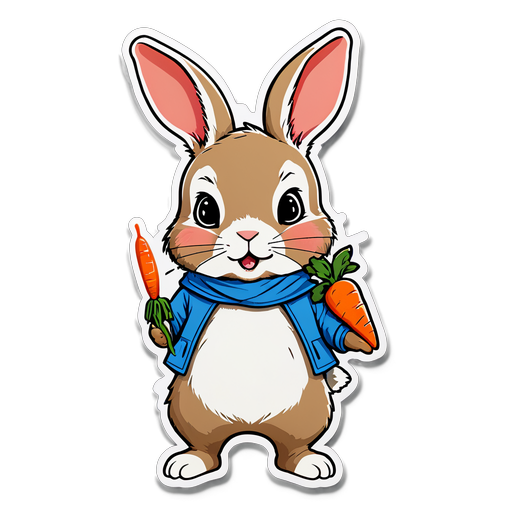 可爱的兔子和胡萝卜贴纸