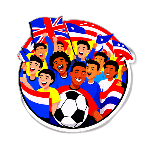 Sticker bóng đá với người hâm mộ ăn mừng chiến thắng