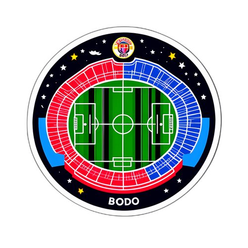 Sticker med Bodø Glimts stadion oplyst om natten