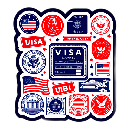 Sticker de Visto Americano com Carimbos Famosos