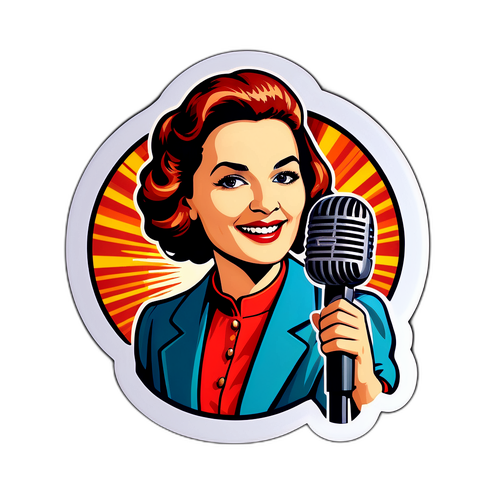 Retro Sticker mit Mikrofon und Bühne