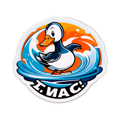 Determined Duck Skating Amidst a Hurricane