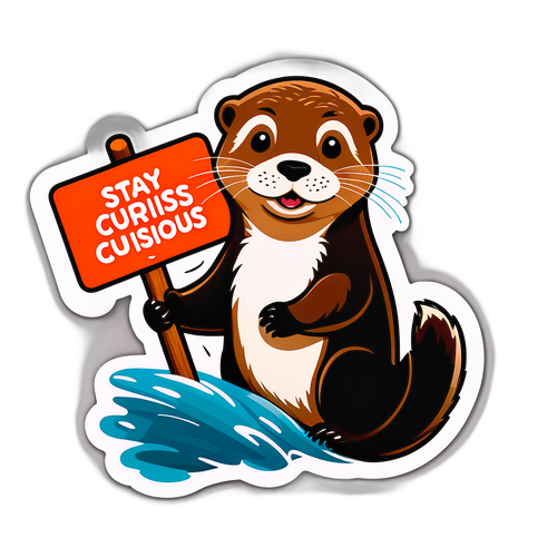 אוטרת מתוקה עם שלט 'שיהיה סקרן'