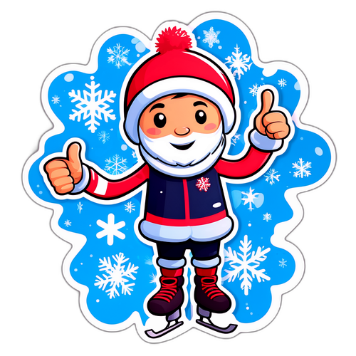 Cartoon Ice Skater na Nagbibigay ng Thumbs Up