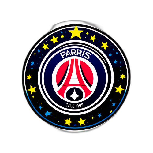 סטיקר צבעוני המראה את סמל פריז סן ז'רמן