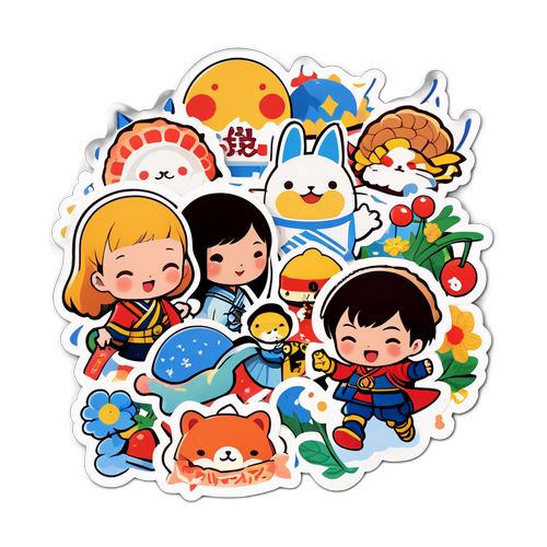 埼玉県のローカルイベントに基づくイラストのステッカー