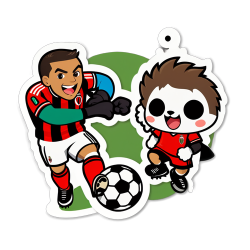AC Milan ve Monza Mascotlarıyla Futbol Çekişmesi Sticker'ı