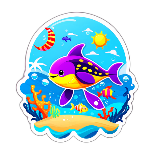 सजीव समुद्री जीवन स्टिकर