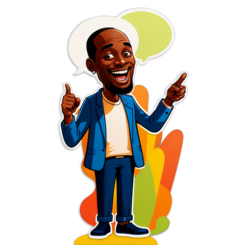 Dessin humoristique de Waly Dia sur scène