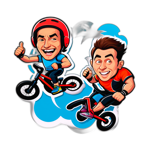 Adesivo Humorístico de Atletas em Esportes Radicais