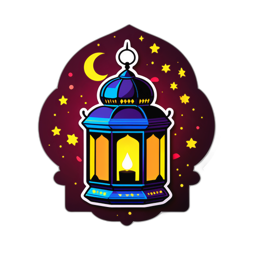 Stiker Tema Hitung Mundur Ramadan dengan Lentera Tradisional