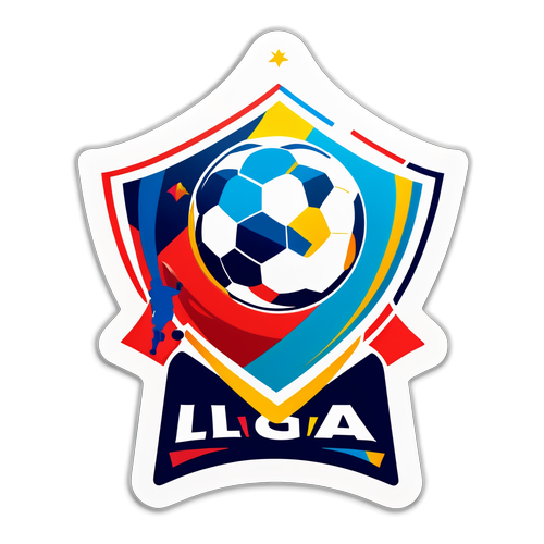 Sticker del logo de Liga MX con fondo de acción futbolística