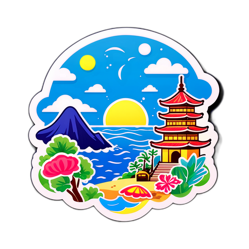 笠岡市のランドマークをテーマにしたかわいいイラスト