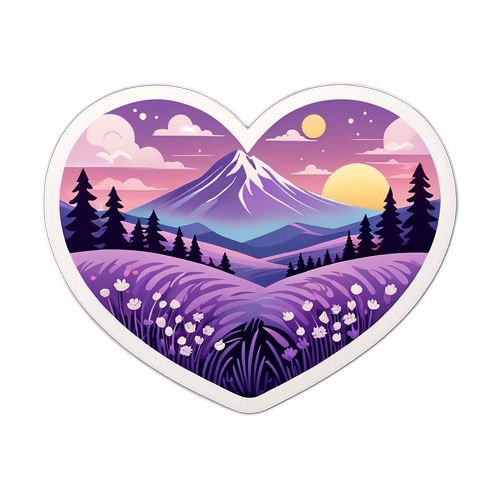 Peisaj Lavandă cu Inimă Florală