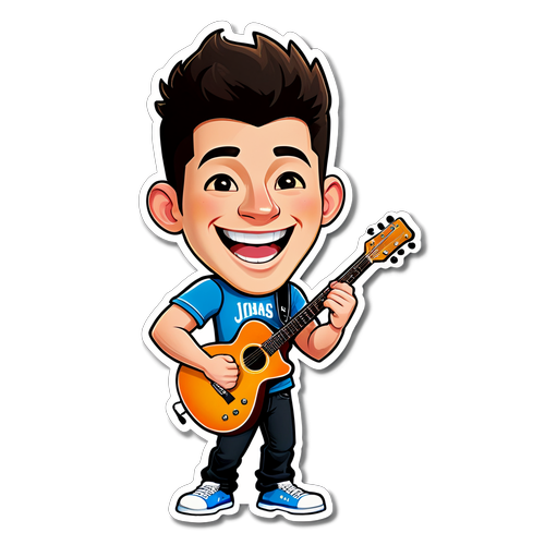 A sticker humorístico de Nick Jonas como mascote