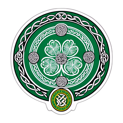 Autocolant cu emblema echipei Celtic pe un fundal floral primăvaratic