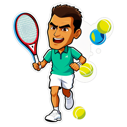 Aufkleber mit Carlos Alcaraz im Tennis-Action