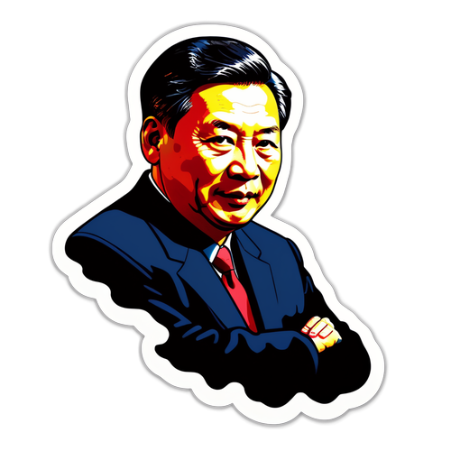 Stiker Xi Jinping dengan Elemen Budaya Cina