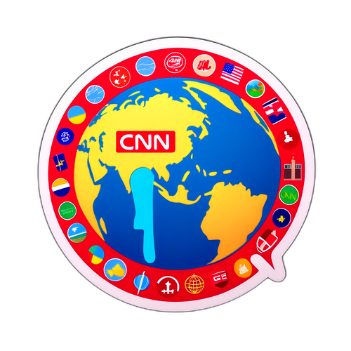 Fargerik CNN-klistermerke med verdenskart
