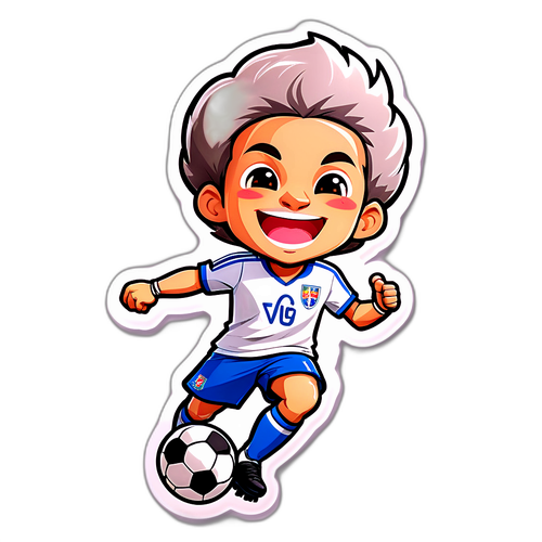 Người chơi bóng đá chibi dễ thương từ Lyon ăn mừng bàn thắng