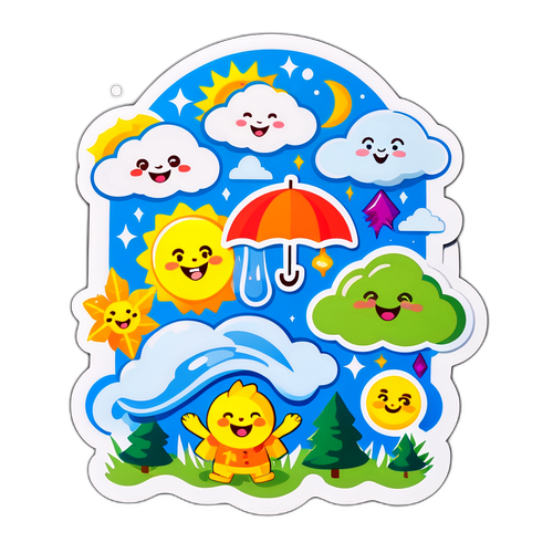 계절의 기후 캐릭터 스티커