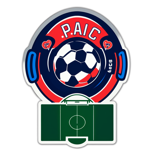Sticker van een Voetbalveld met PSG-elementen